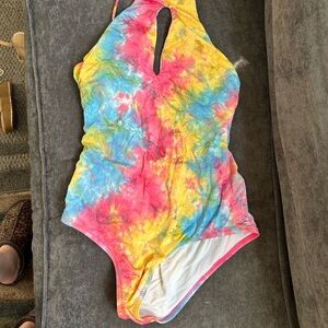 BECCA Tie-Dye One Piece Swimsuit - Pink, Yellow, Blue